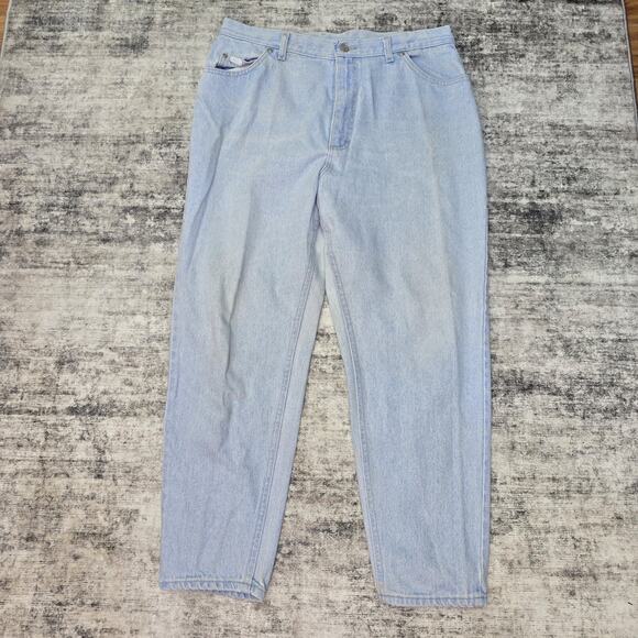 Vintage Lee Jeans Womens 18 Petite Light Wash High Rise Tapered Denim Pants 90s - Picture 1 of 15